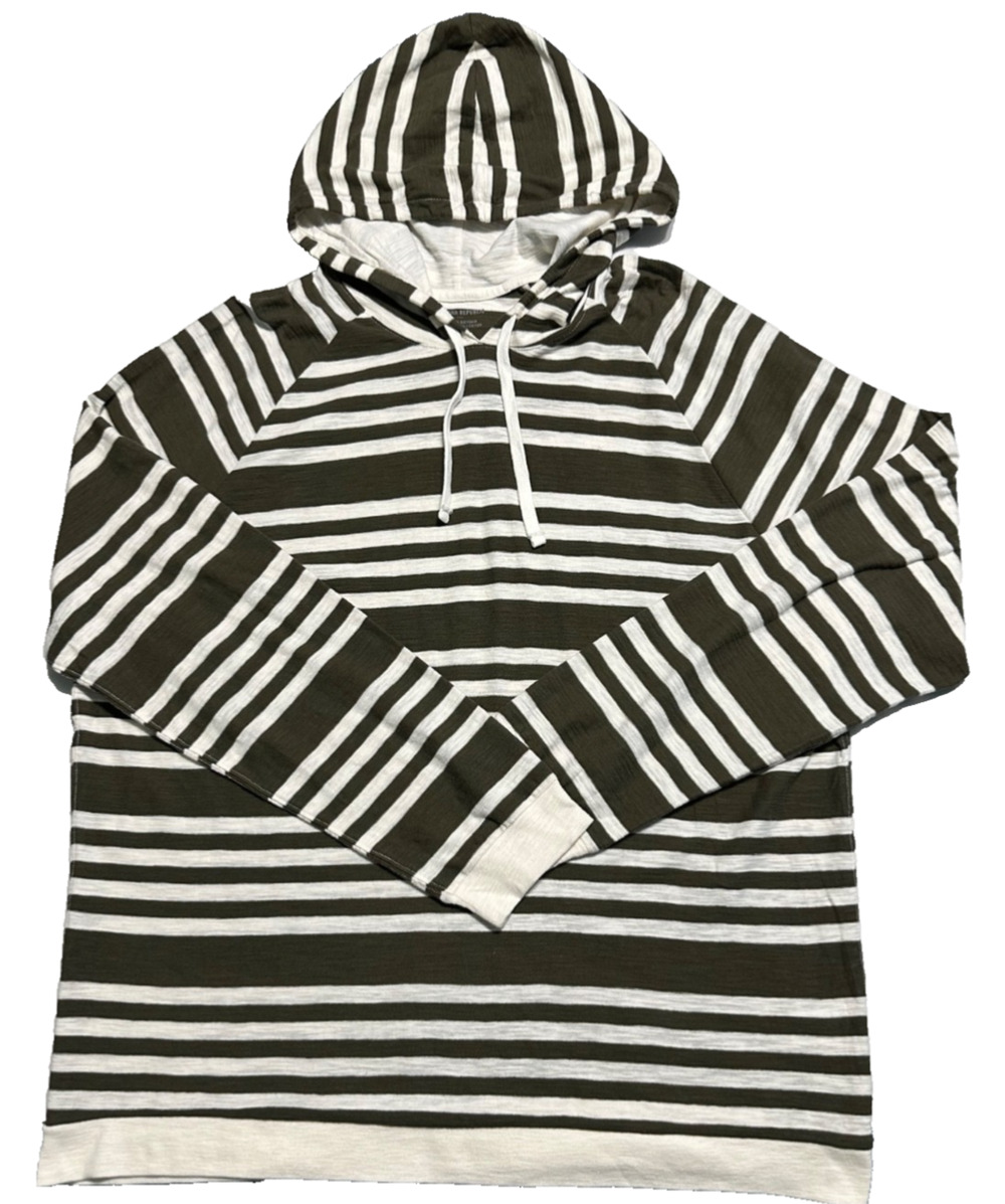 Banana Republic Hoodie Shirt Men's Size XXL Green Striped Light Weight NWT